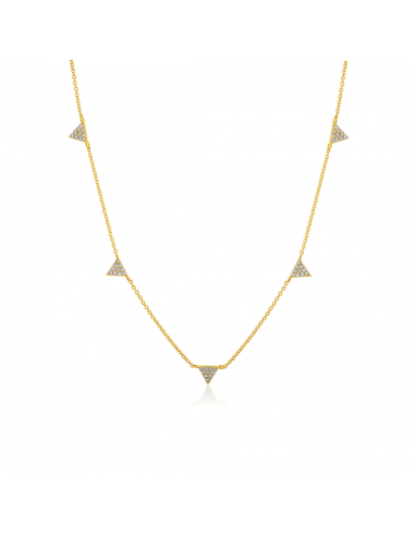 14kt Gold Diamond Triangle Necklace français