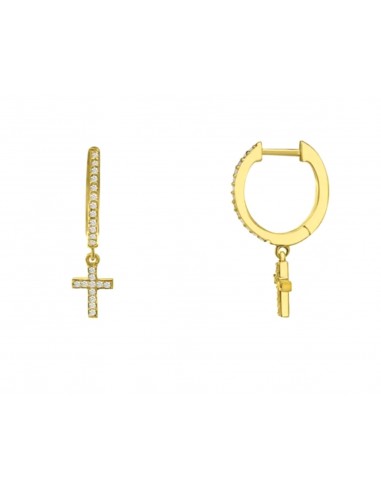 DIAMOND CROSS DROP 14kt GOLD HUGGIES En savoir plus