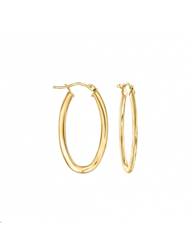 14kt Gold Oval Hoop en stock