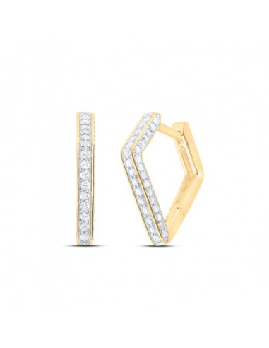 14kt Gold Diamond V Huggie Hoops sur le site 