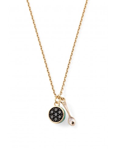 Caviar Kaspia Necklace with Caviar and Spoon Charms basket pas cher