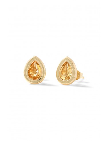 Madison Pear Bezel Stud Earrings brillant des détails fins