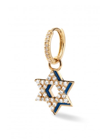 Diamond Star of David with Enamel Shadow Huggie rembourrage situé sous