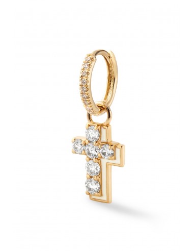 Diamond Cross with Enamel Shadow Huggie offre 