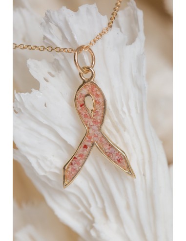 Splash ~ Breast Cancer Ribbon Pendant in Gold En savoir plus