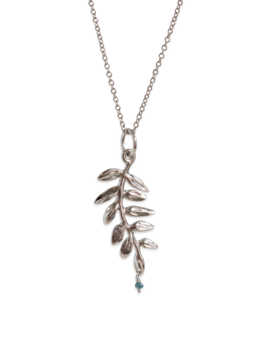 Ocean Leaf White Gold Pendant w/ Blue Diamond 2023