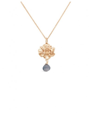 Tide Pool ~ Textured Large Gem Gold Pendant w/ London Blue Topaz pas cher 