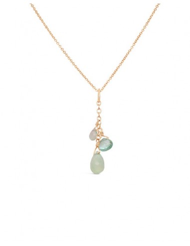 Tide Pool ~ Gem Gold Pendant w/ Tourmaline, Apatite & Chalcedony offre 