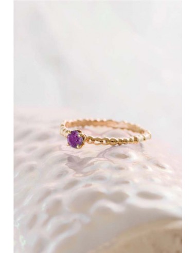 Caviar ~ Solitaire Birthstone Ring in Gold soldes