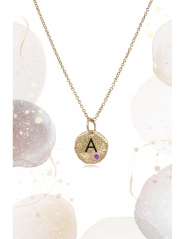 Love Letters ~ Round Personalised Monogram Diamond / Birthstone Pendant in Gold livraison gratuite