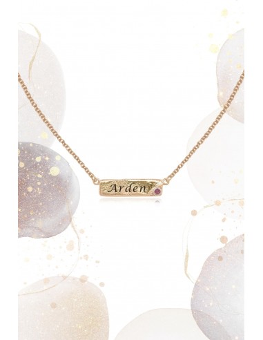 Love Letters ~ Inline Personalised Birthstone Bar Necklace in Gold de la marque