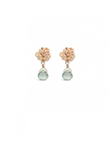 Tide Pool ~ Textured Small Gem Gold Stud Earrings w/ Apatite offre 