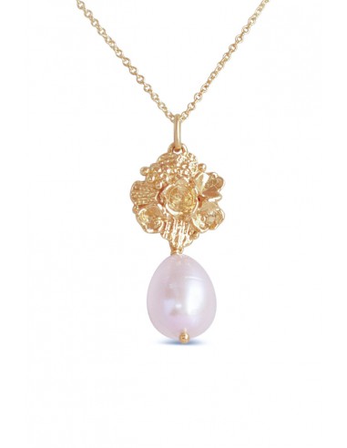 Tide Pool ~ Textured Large Gem Gold Pendant w/ Pearl (White) france