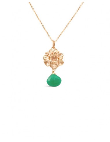 Tide Pool ~ Textured Large Gem Gold Pendant w/ Green Chalcedony sélection de produits