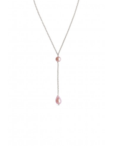 Pearl ~ Peach Drop Necklace brillant des détails fins